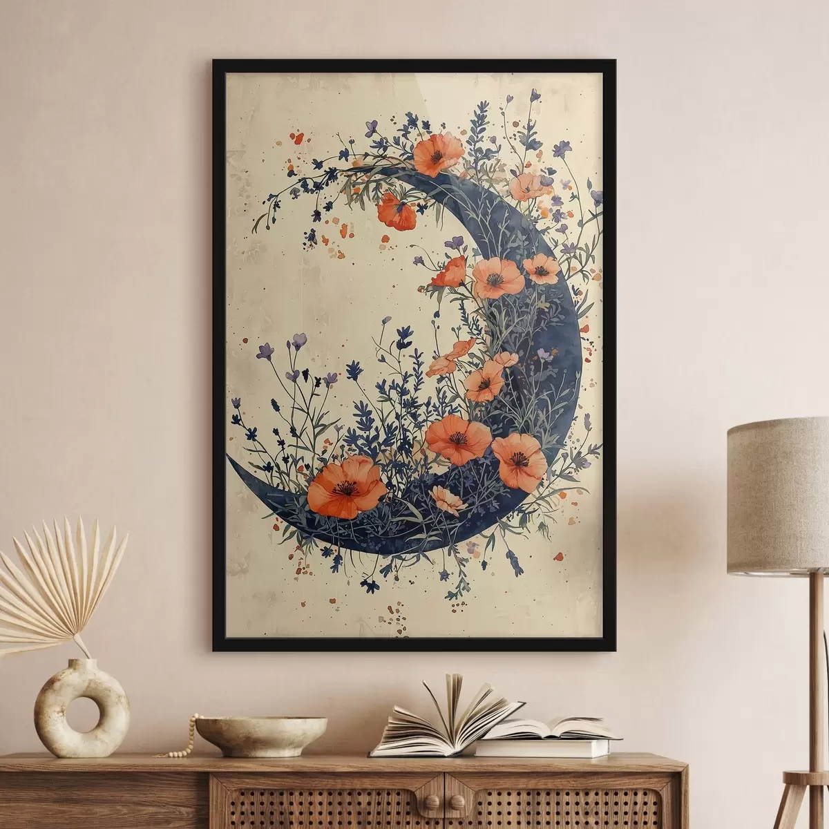 Poster Luna în creștere dintre florile sălbatice f50753