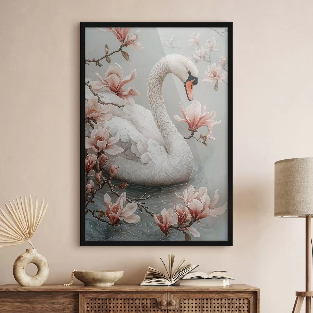 Poster Grația Albă ca Zăpada lângă apă f50754