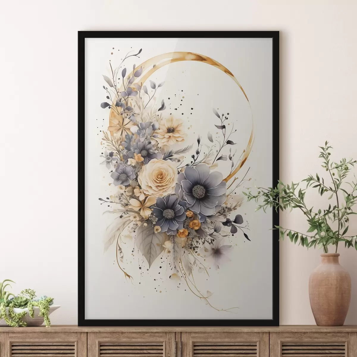Poster Coroană de flori pe fundal deschis f50756
