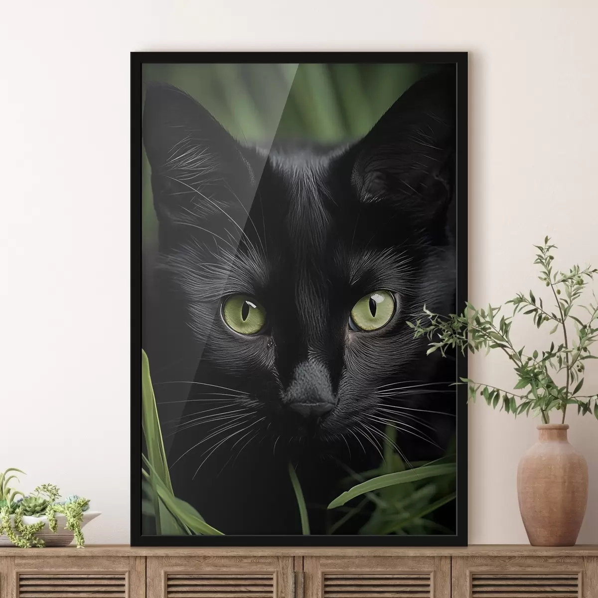 Poster Privirea pisicii negre în tropice f50761