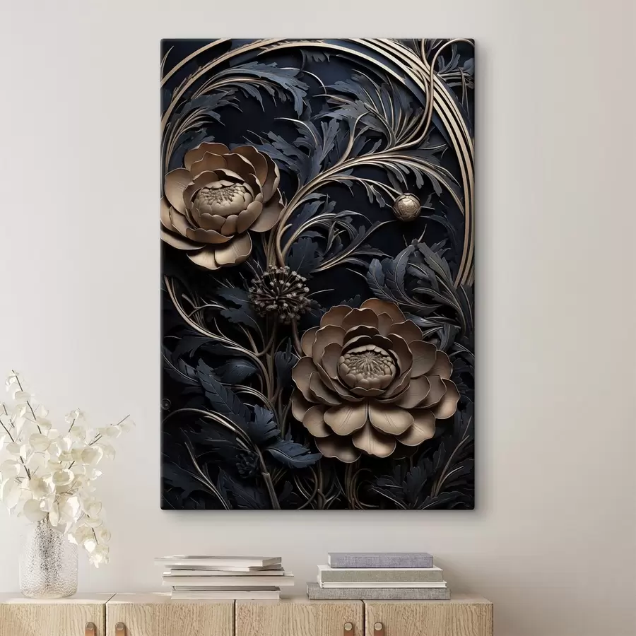 fototapet Ornament din bronz în relief cu flori s50918