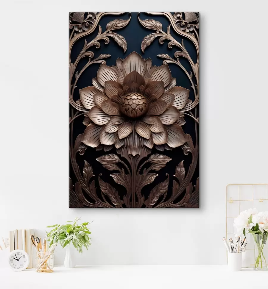fototapet Monogramă sculptată cu floare 3D s50919