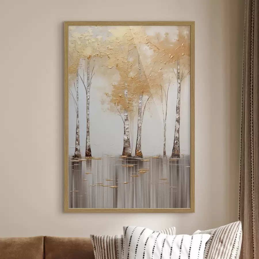 fototapet Copaci cu textură și frunziș abstract, artă modernă f50954