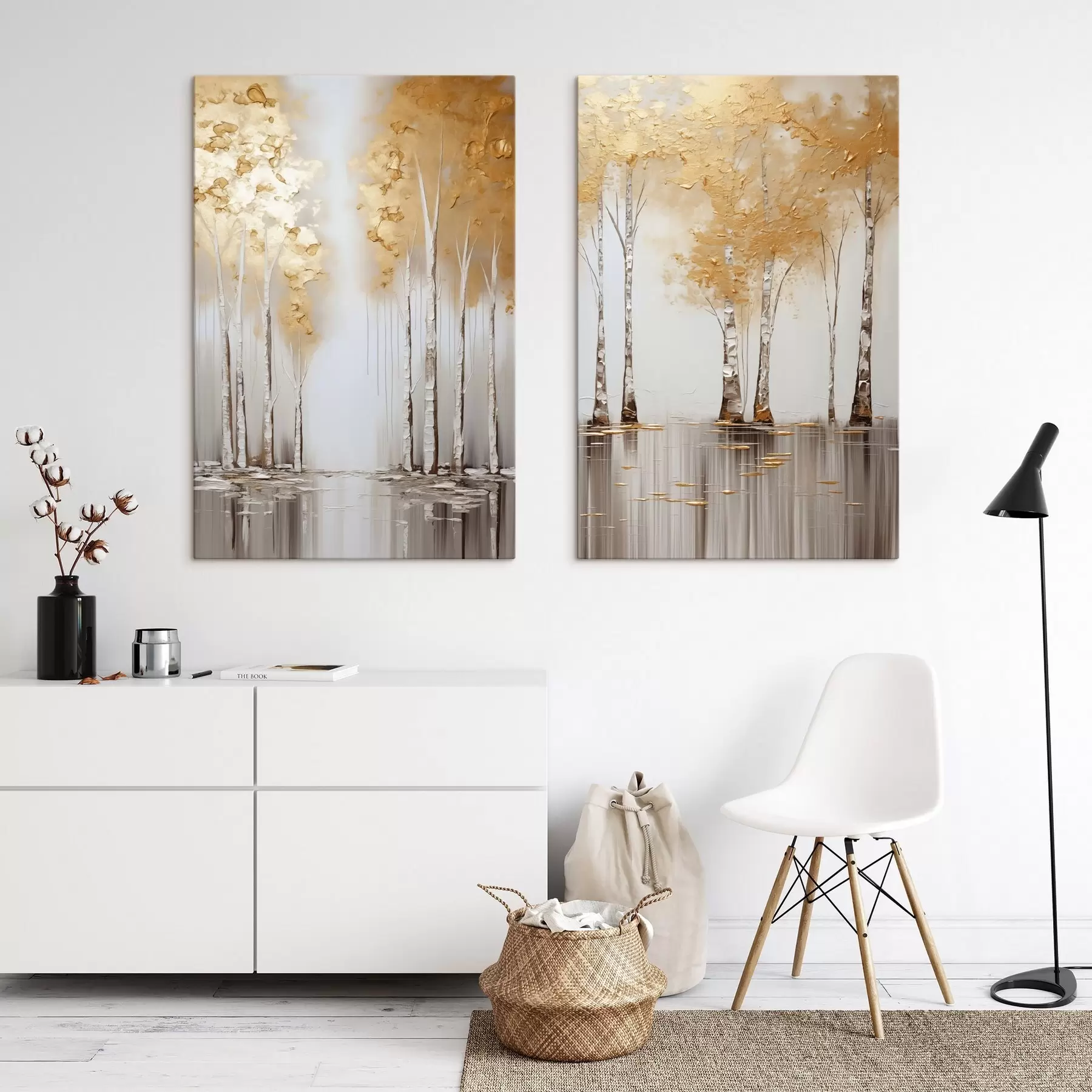 Tablouri Copaci cu textură și frunziș abstract, artă modernă m31043