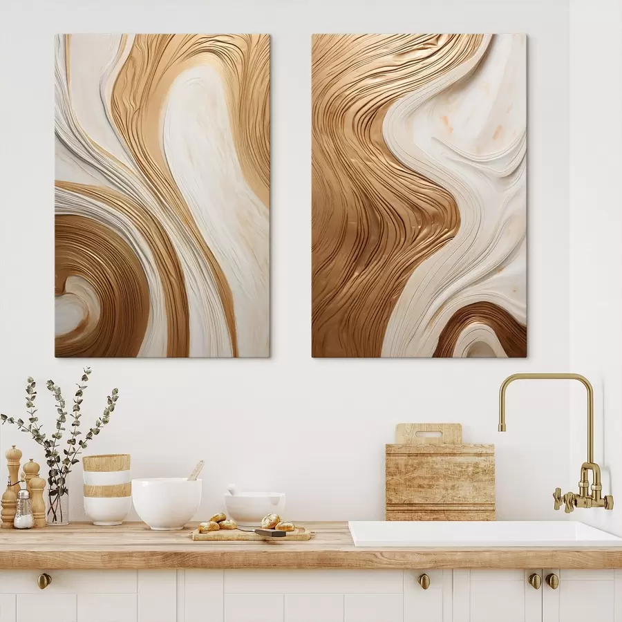 Tablouri Linii abstracte în formă de vârtej care creează o artă minimalistă modernă, cu textură m31047