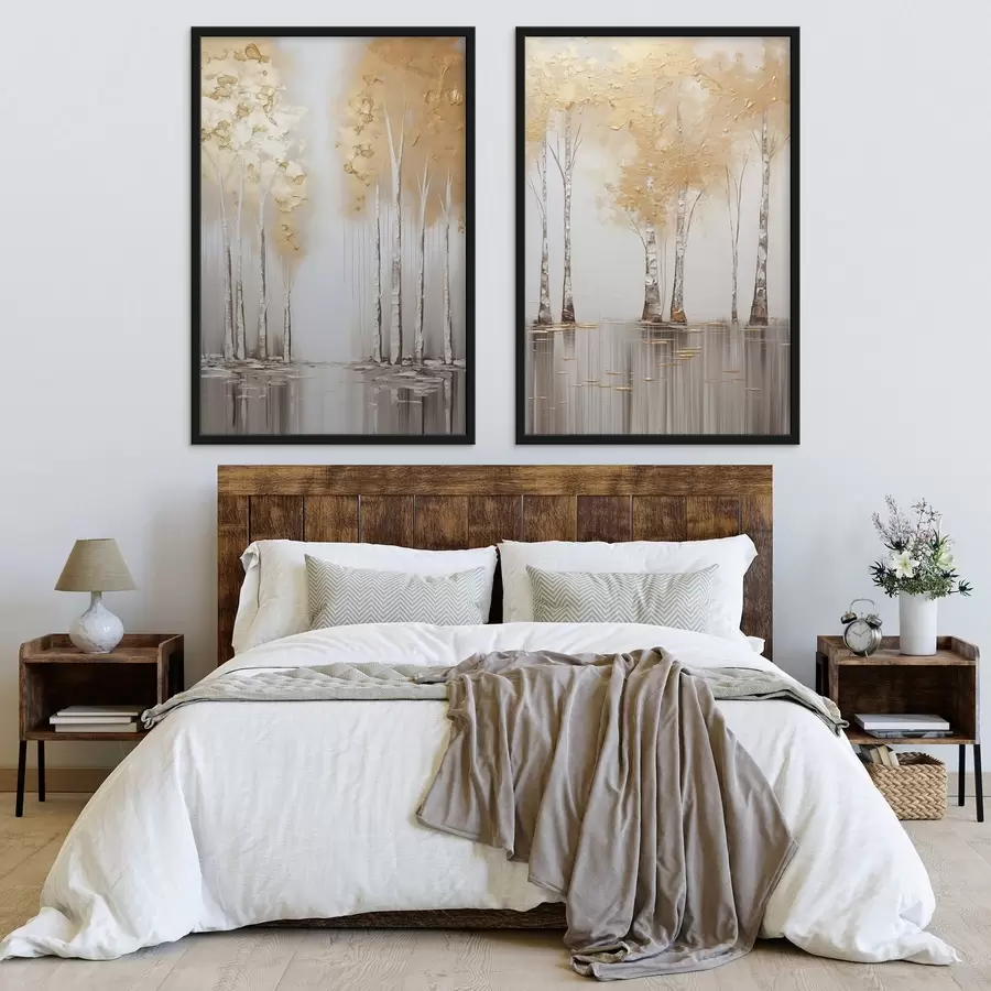 fototapet Copaci cu textură și frunziș abstract, artă modernă d31043