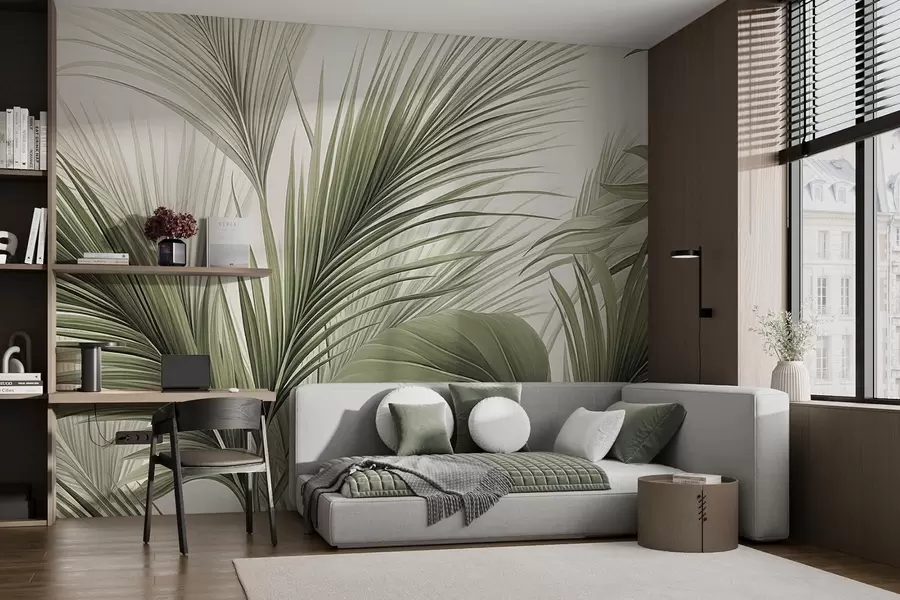 fototapet Frunze verzi de palmier tropical w09986