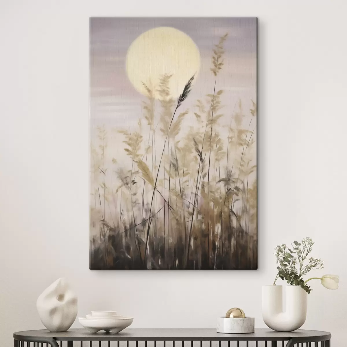 Tablouri Ierburi abstracte pe fundalul lunii, imitație de tablou s50985