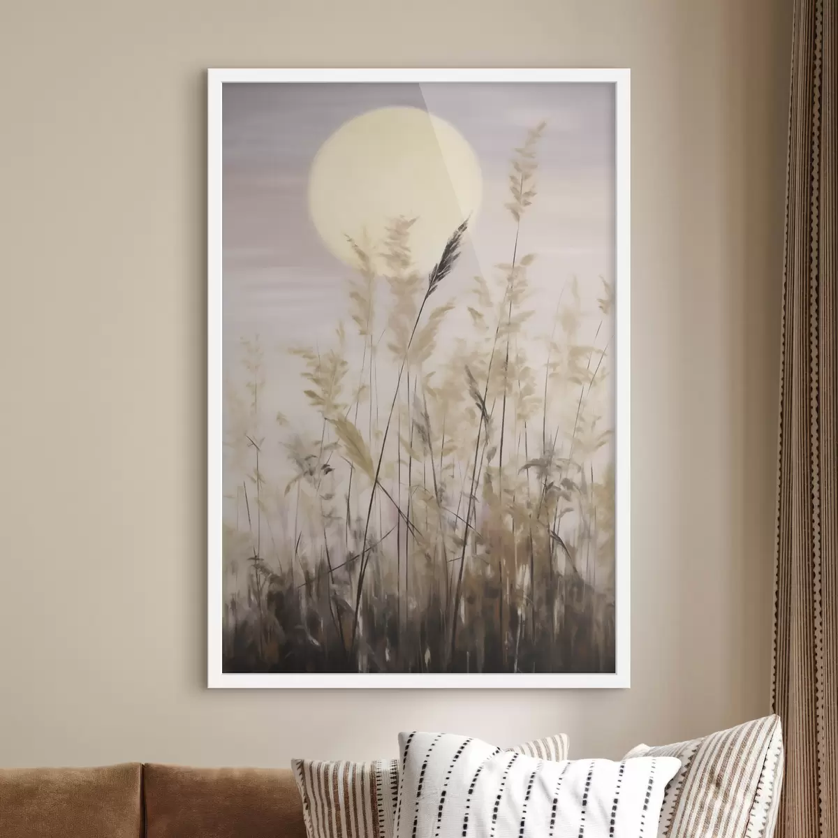 Poster Ierburi abstracte pe fundalul lunii, imitație de tablou f50985
