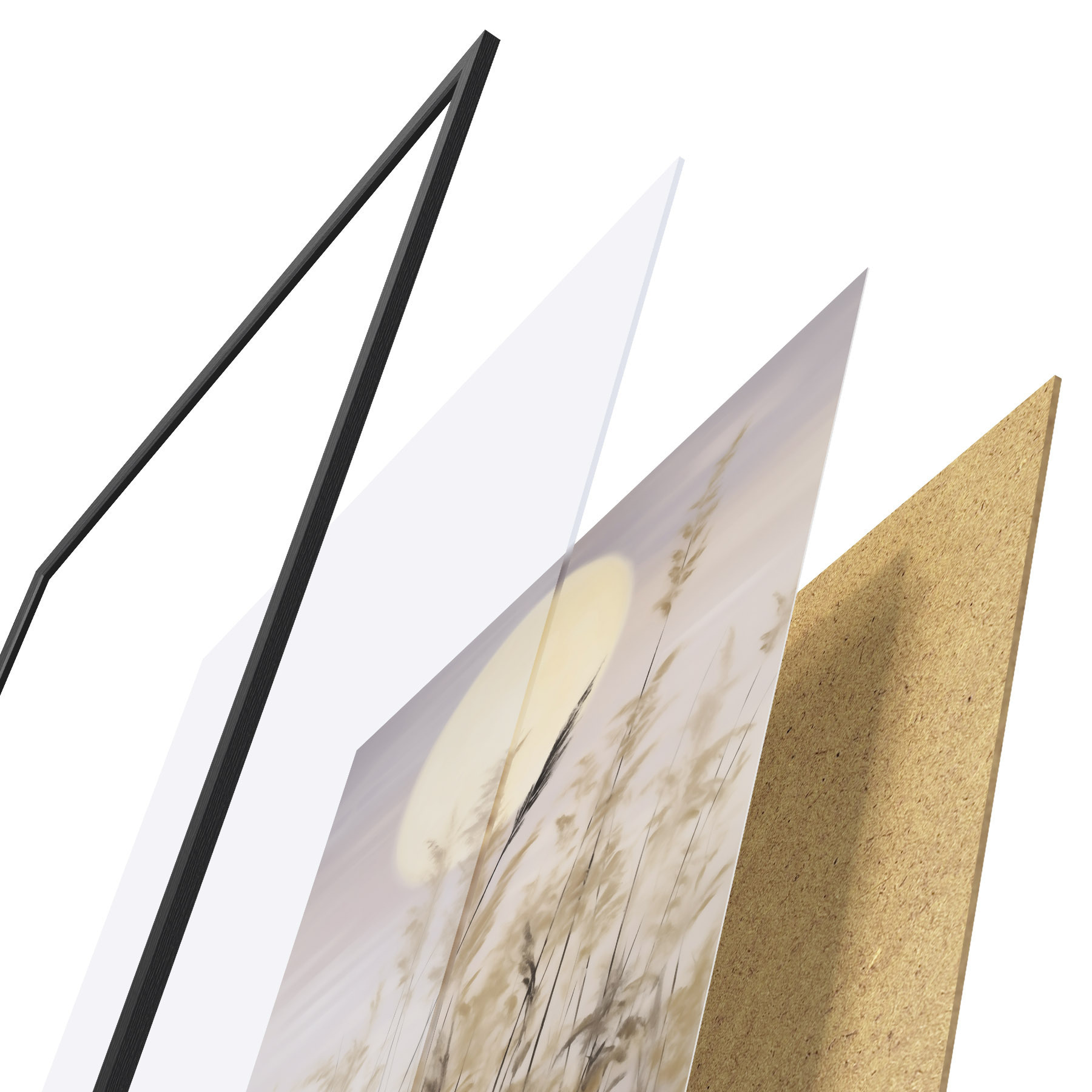 Poster Ierburi abstracte pe fundalul lunii, imitație de tablou f50985