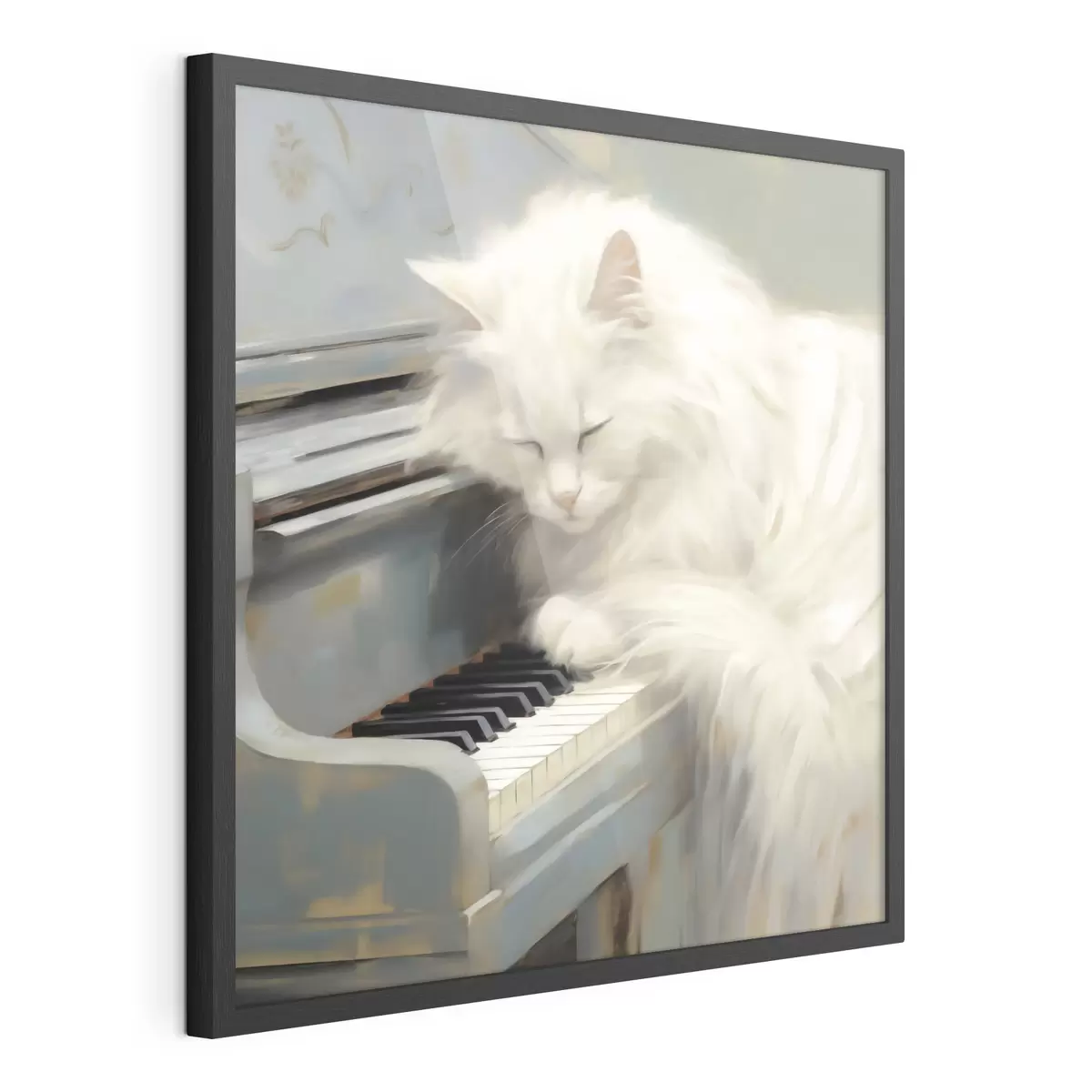 Poster Pisică dormind pe clapele pianului, reproducere a unui tablou f50990