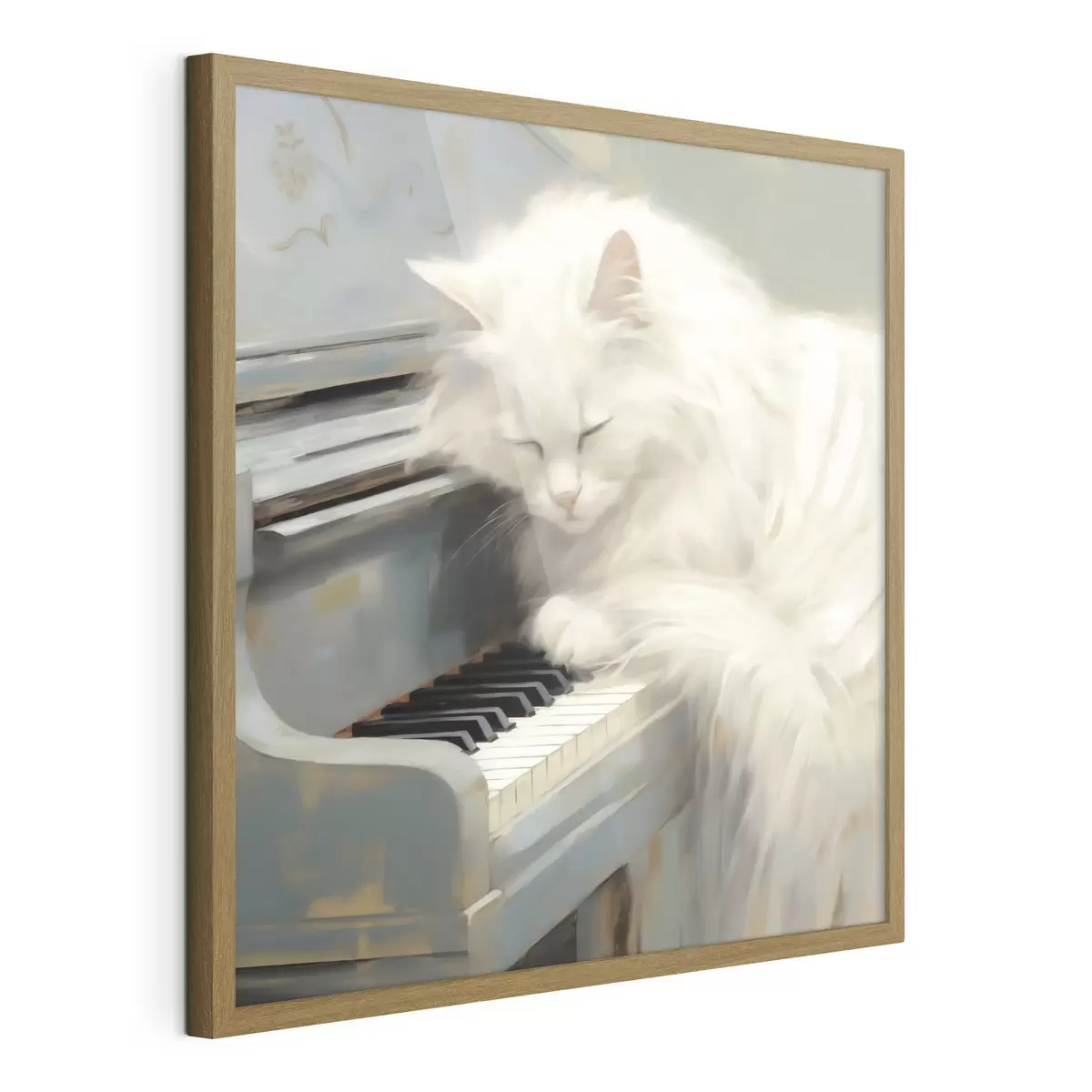 Poster Pisică dormind pe clapele pianului, reproducere a unui tablou f50990