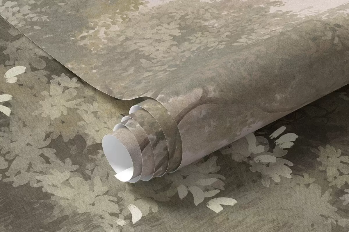 fototapet Pădure cețoasă, cu o potecă printre copaci și tufișuri w05889v2