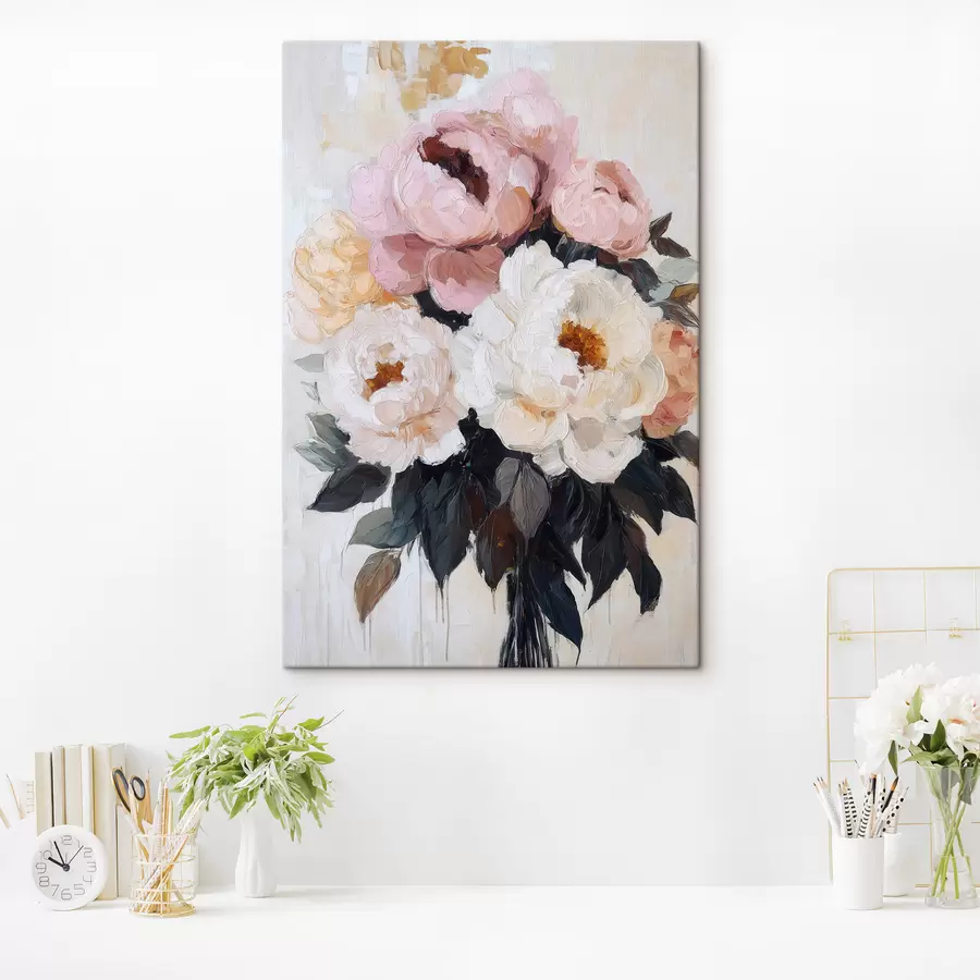 Tablouri Buchet de bujori roz și albi s51008