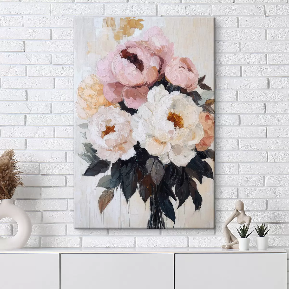 Tablouri Buchet de bujori roz și albi s51008