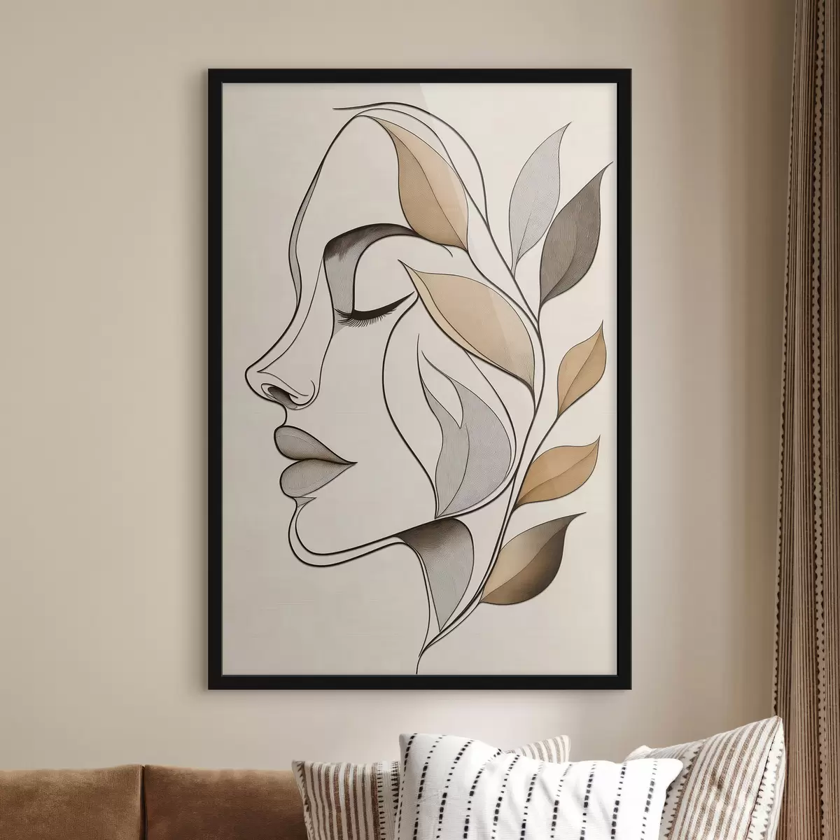 Poster Profilul unei femei cu frunze f50998