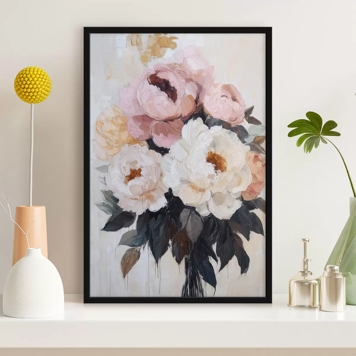 Poster Buchet de bujori roz și albi f51008