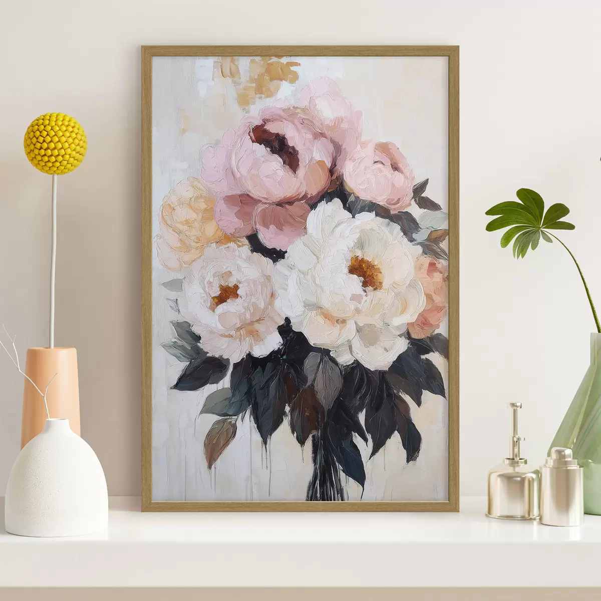 Poster Buchet de bujori roz și albi f51008