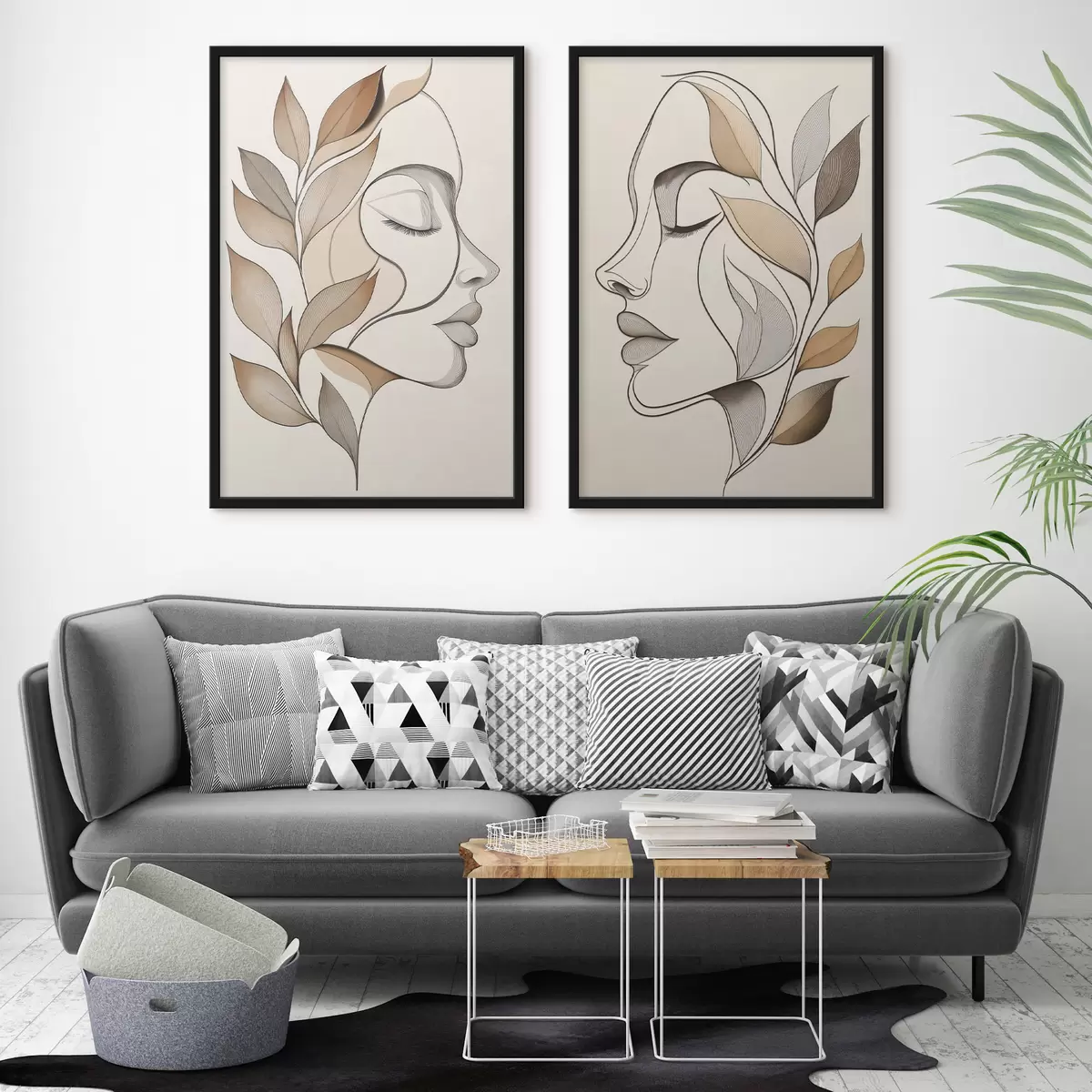 Poster Siluete feminine cu frunze d31067
