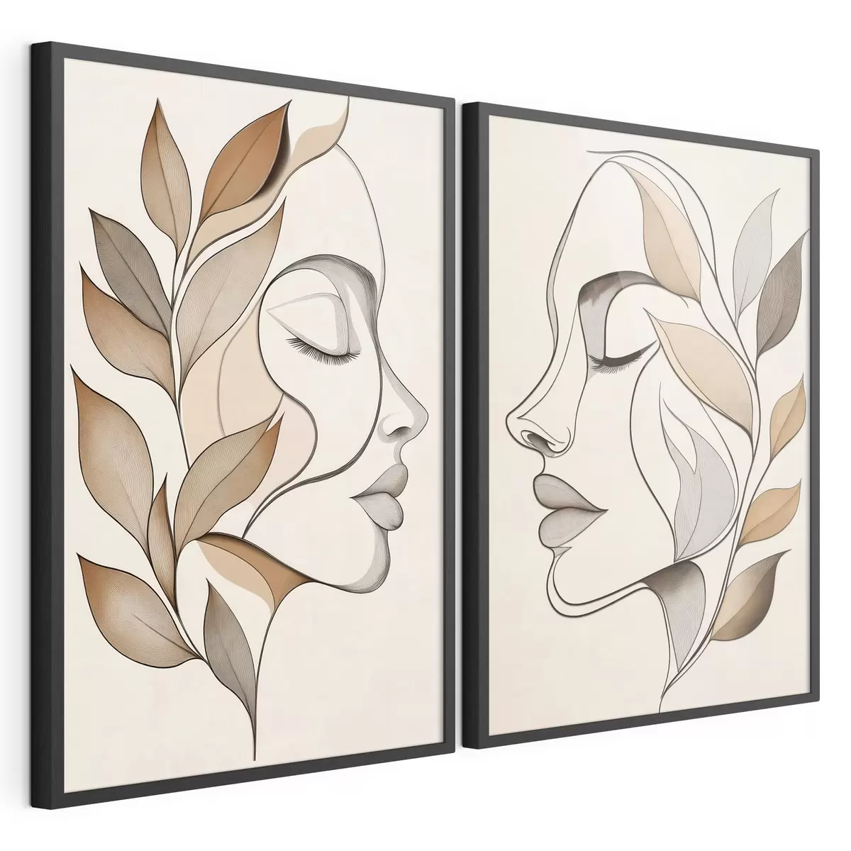 Poster Siluete feminine cu frunze d31067