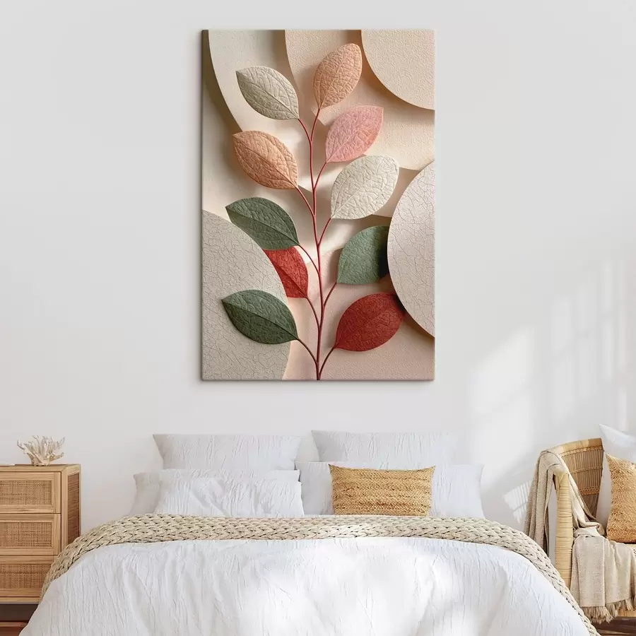 fototapet Ramură botanică cu forme geometrice s50863