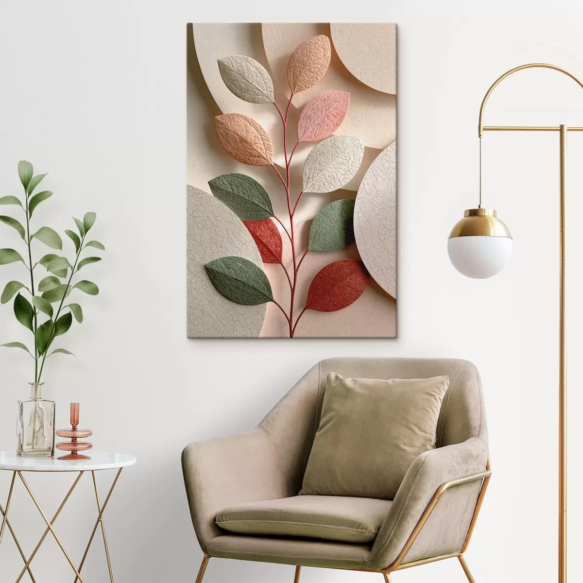 Tablouri Ramură botanică cu forme geometrice s50863