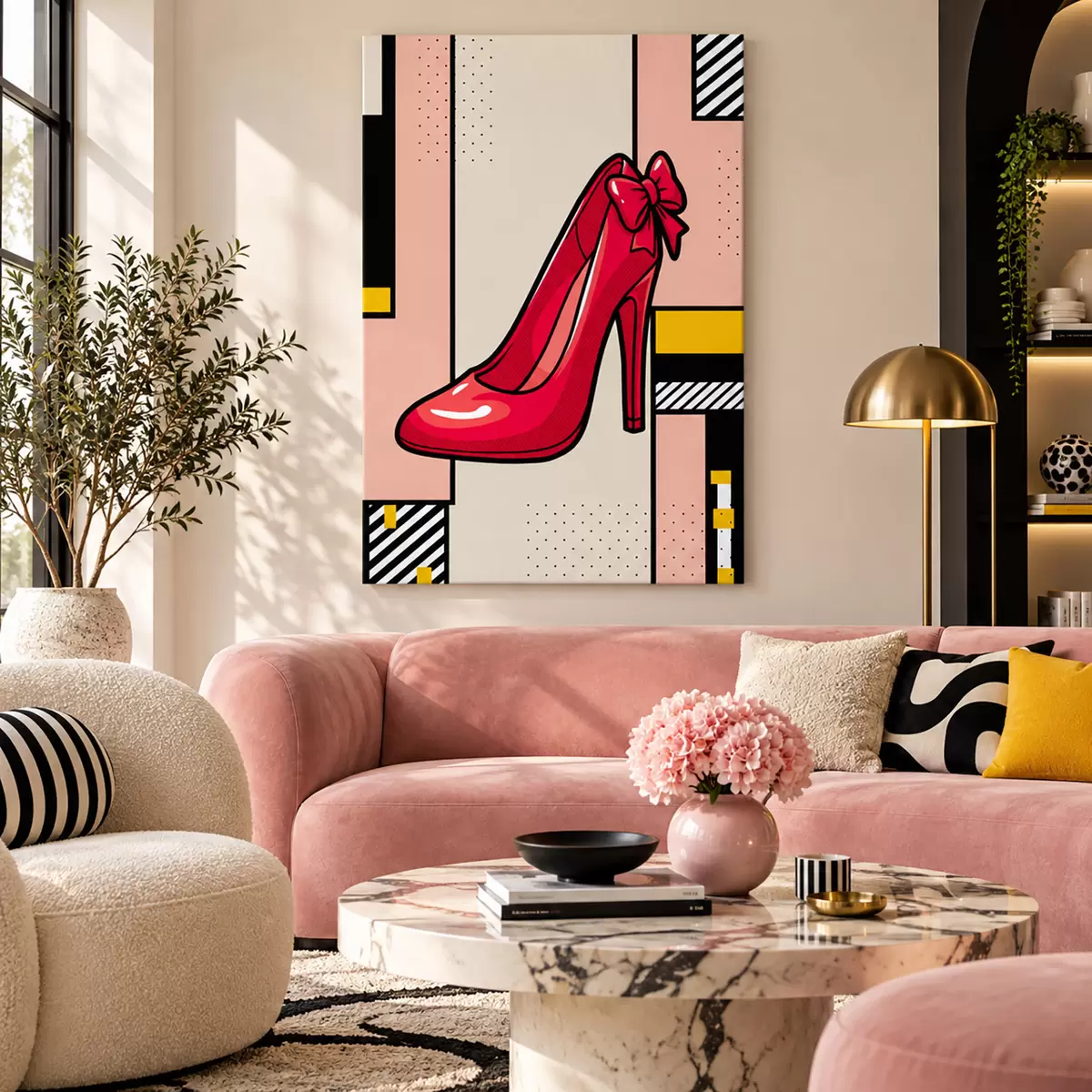 Tablouri Pantofi cu toc roșii, eleganți, cu o fundă jucăușă s50785