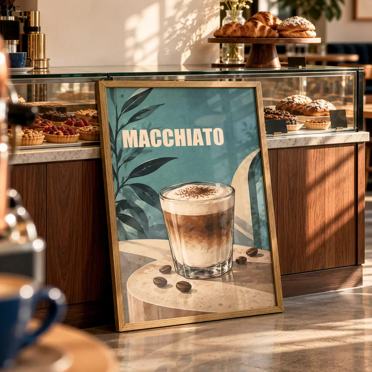 Poster Un macchiato delicios servit într-un pahar f50875