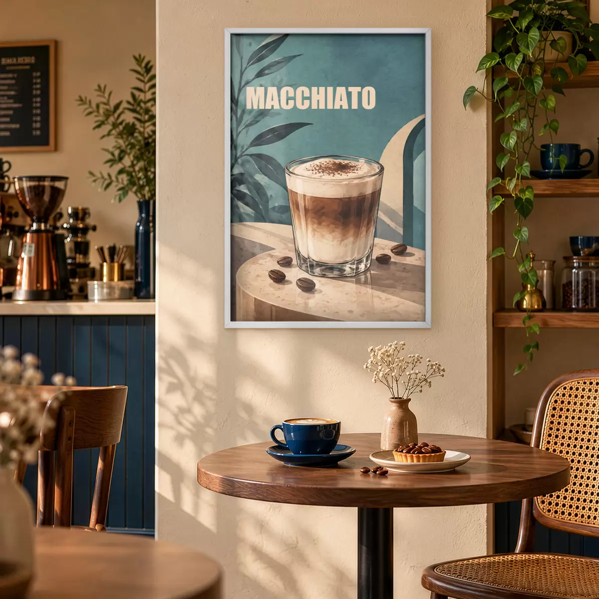 Poster Un macchiato delicios servit într-un pahar f50875