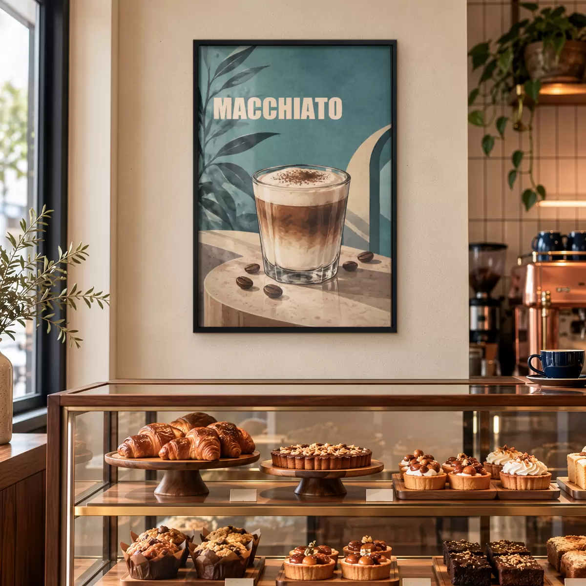 Poster Un macchiato delicios servit într-un pahar f50875