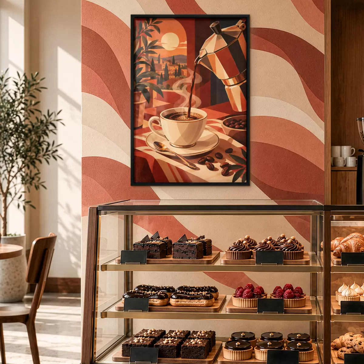 Poster O cafea de dimineață cu o priveliște pitorească f50877
