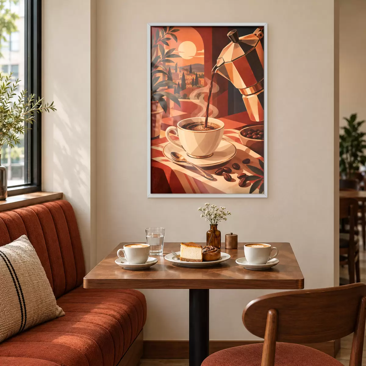 Poster O cafea de dimineață cu o priveliște pitorească f50877