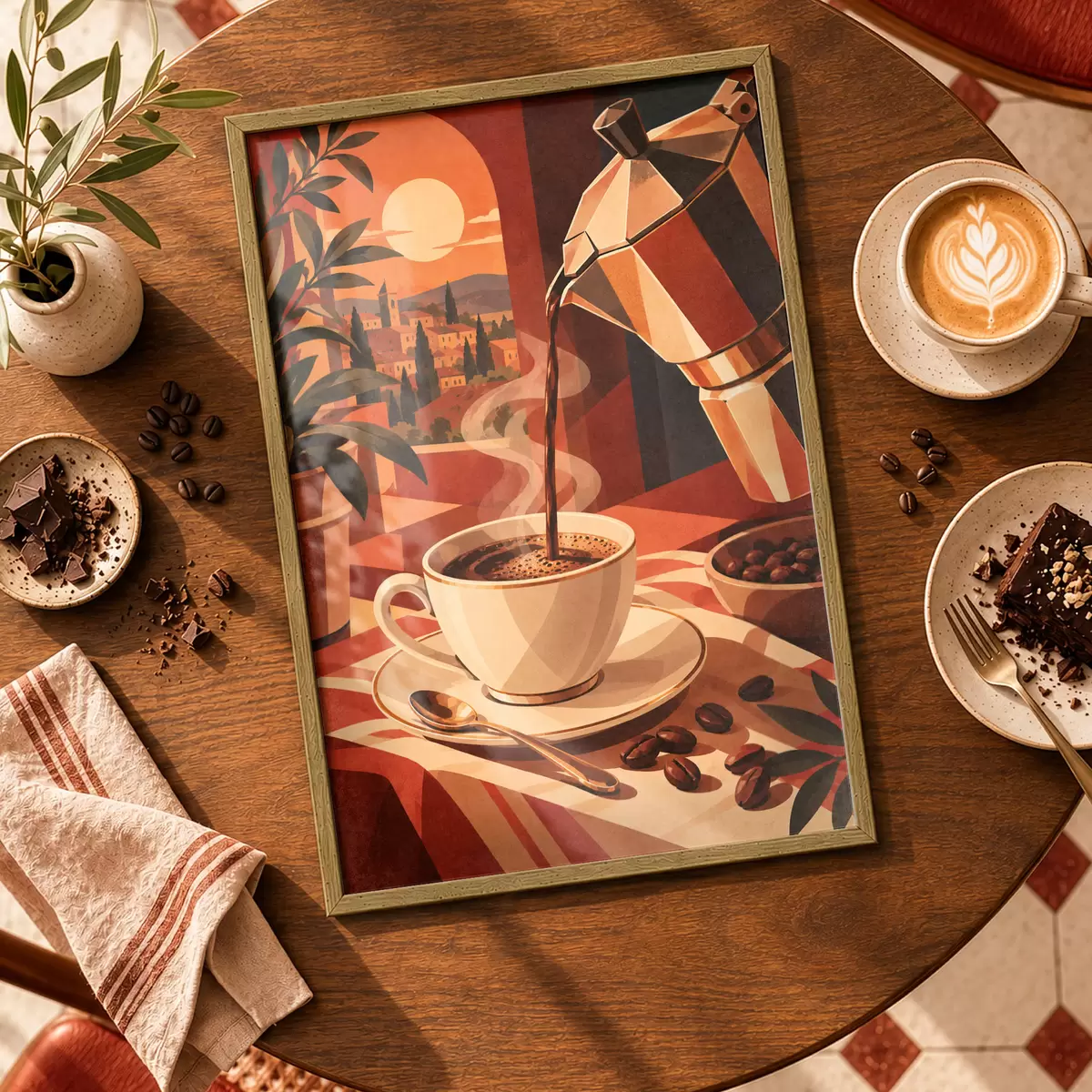 Poster O cafea de dimineață cu o priveliște pitorească f50877