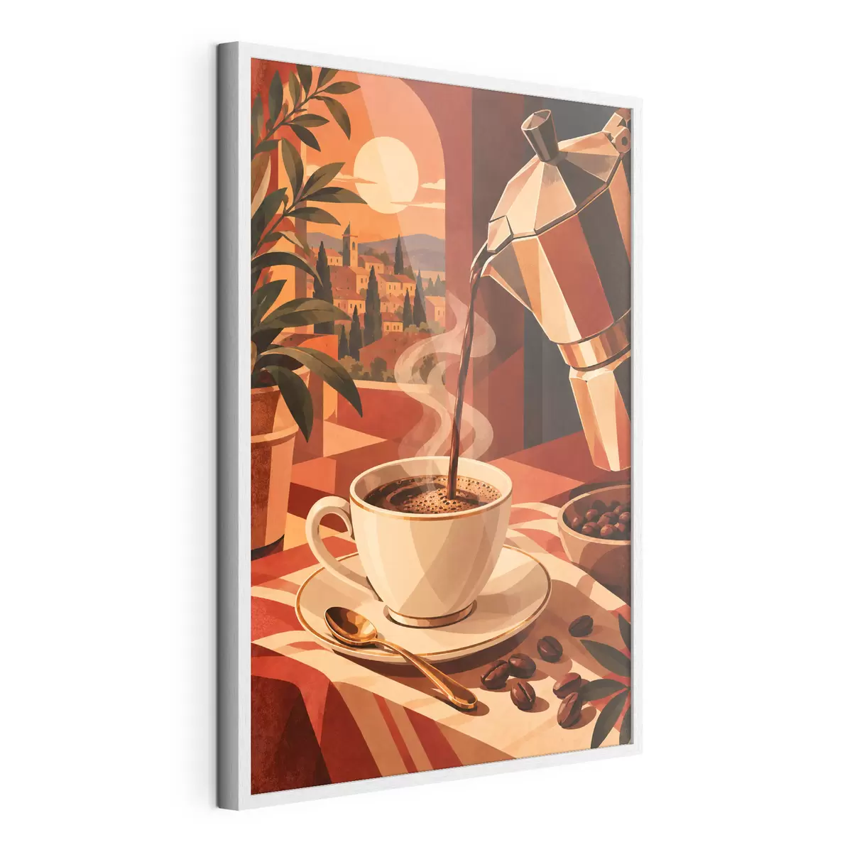 Poster O cafea de dimineață cu o priveliște pitorească f50877