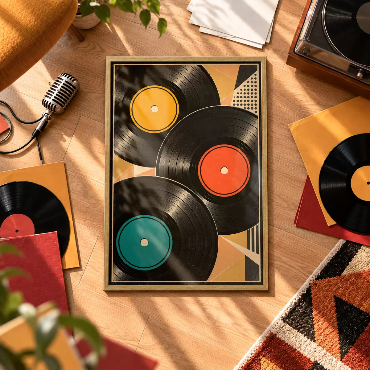 Poster Discuri de vinil colorate, în armonie f50923