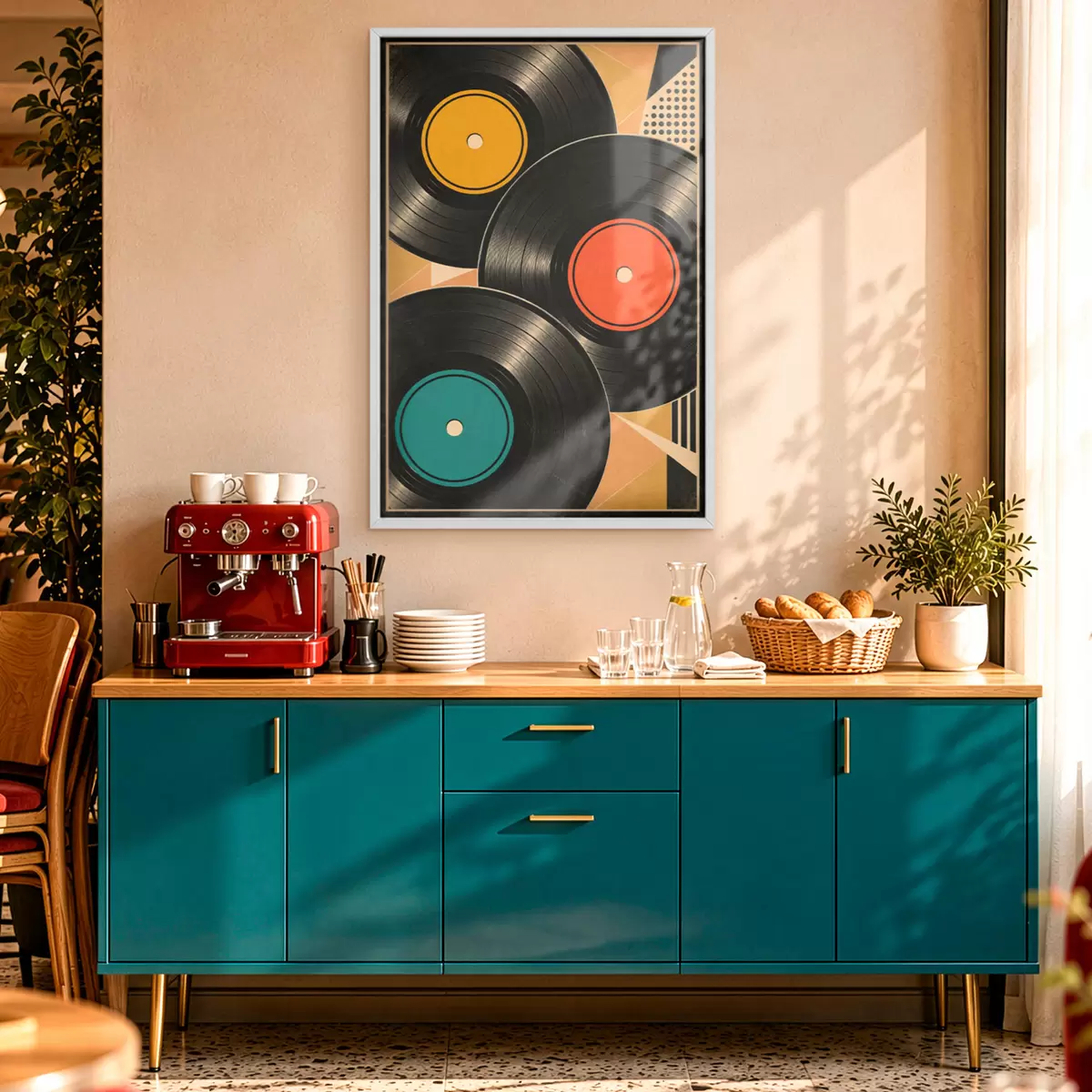Poster Discuri de vinil colorate, în armonie f50923