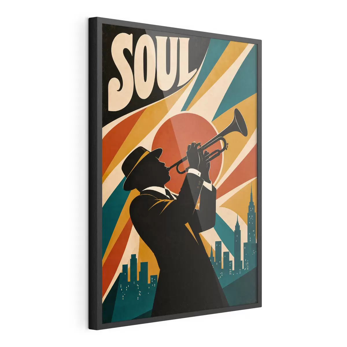 Poster Sunetele de jazz răsună printre zgârie-nori ai orașului f50925