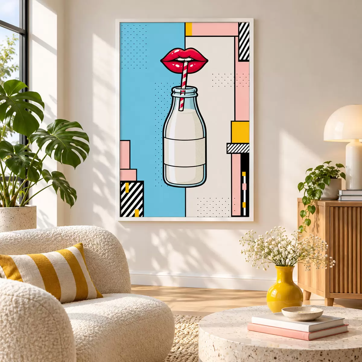 Poster Savurând dintr-o sticlă cu un design elegant f50786