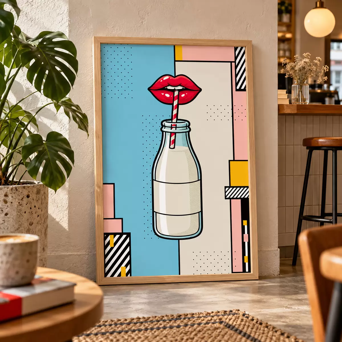 Poster Savurând dintr-o sticlă cu un design elegant f50786
