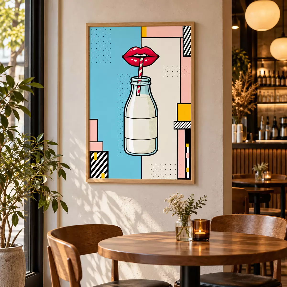 Poster Savurând dintr-o sticlă cu un design elegant f50786