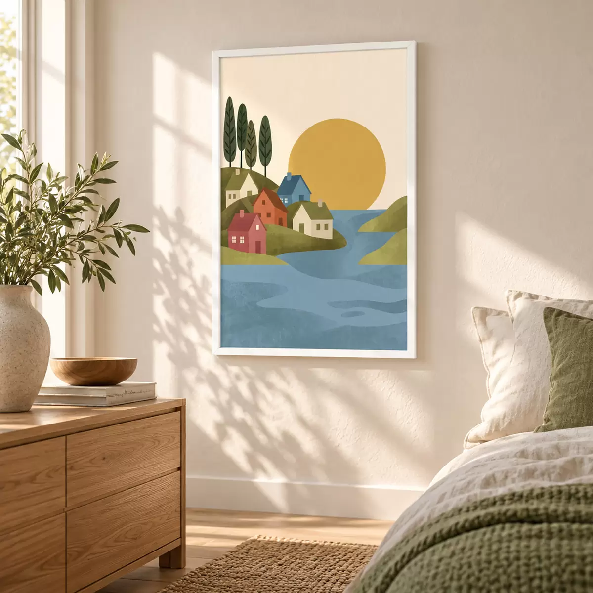 Poster Un sat liniștit pe malul râului f50734