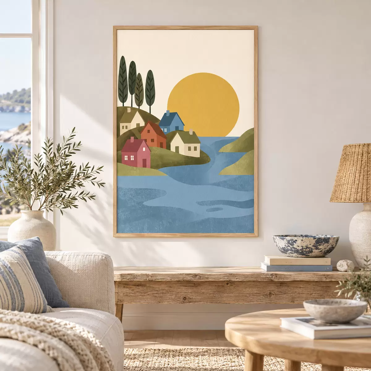 Poster Un sat liniștit pe malul râului f50734