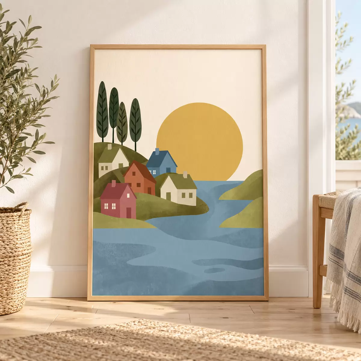 Poster Un sat liniștit pe malul râului f50734