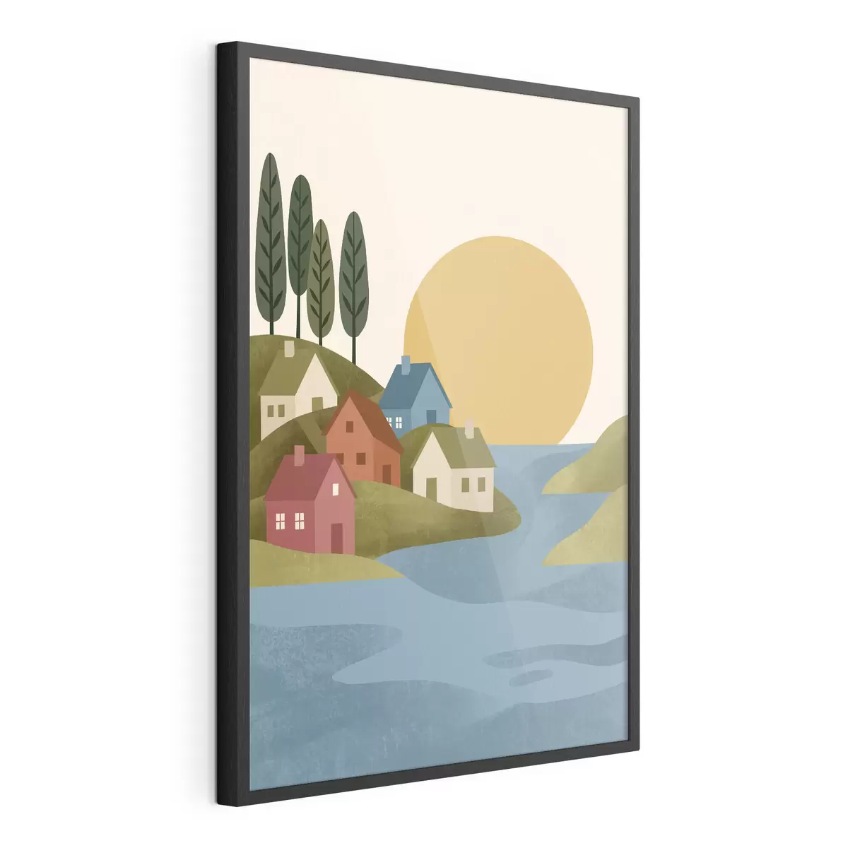 Poster Un sat liniștit pe malul râului f50734