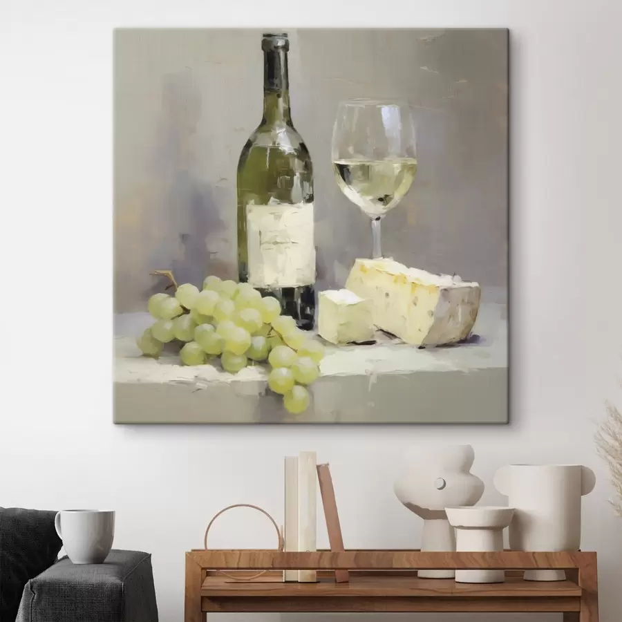 Tablouri O sticlă de vin și struguri, o imitație a unui tablou s51135