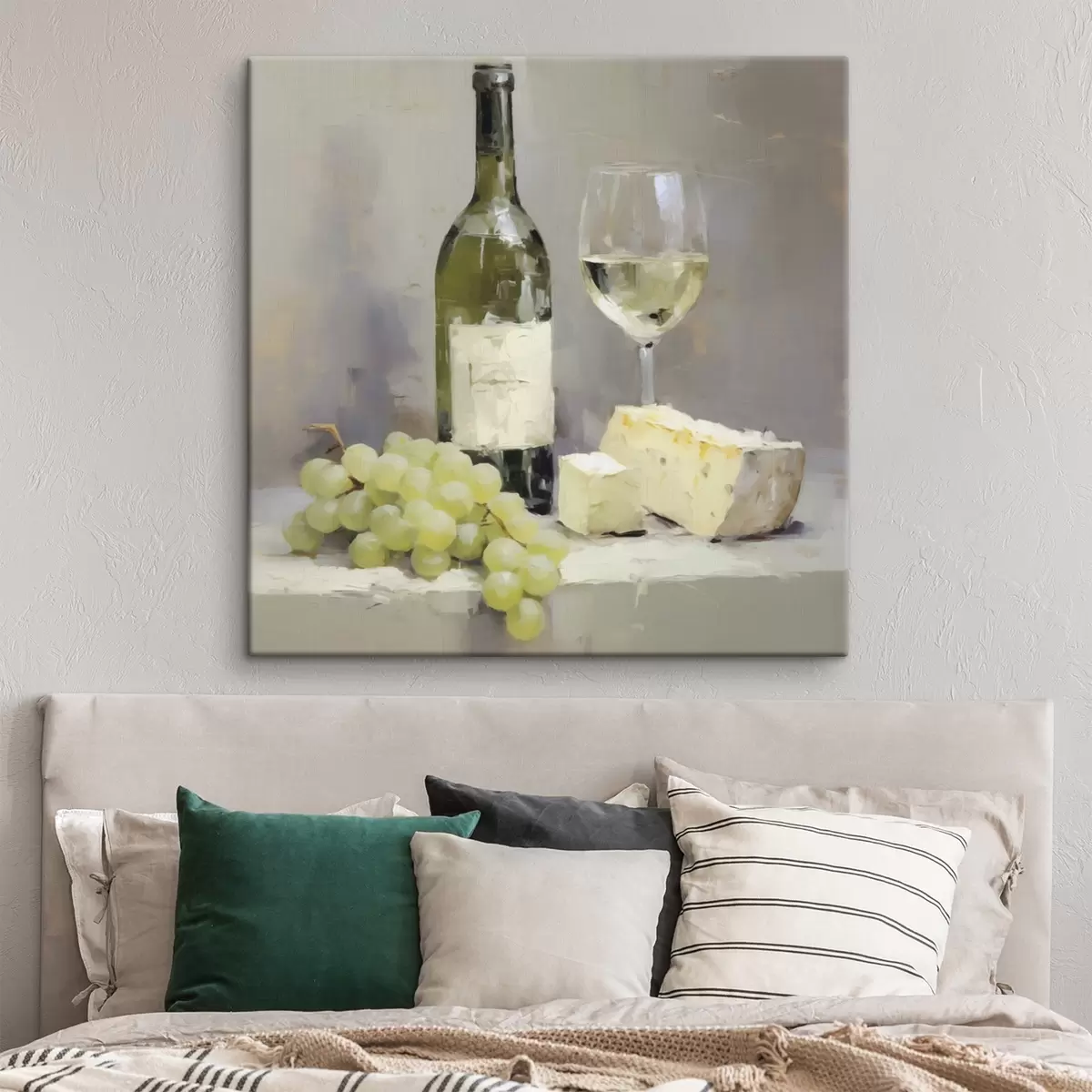 Tablouri O sticlă de vin și struguri, o imitație a unui tablou s51135