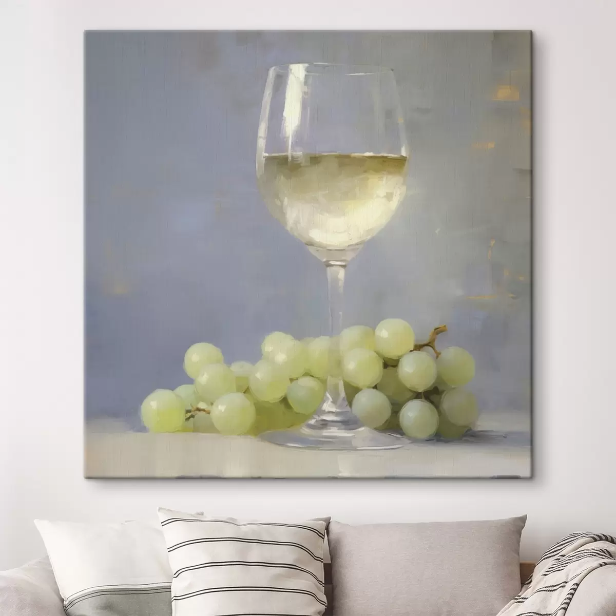 Tablouri Un pahar de vin și struguri, o imitație a unui tablou s51136