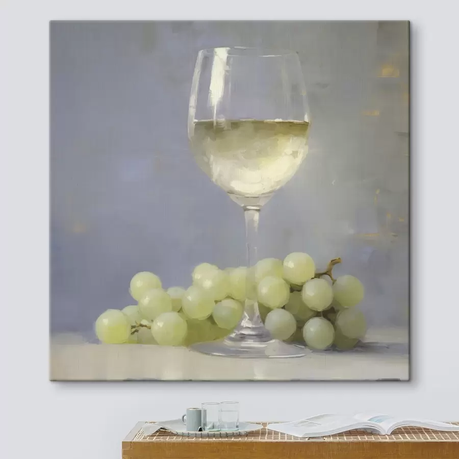 Tablouri Un pahar de vin și struguri, o imitație a unui tablou s51136