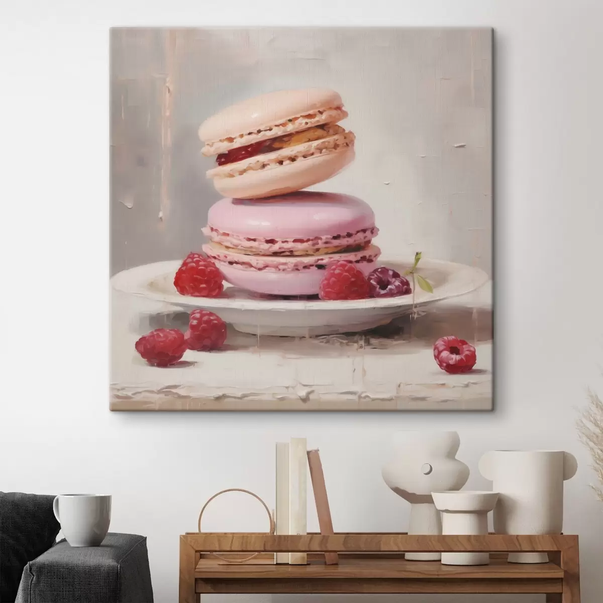 Tablouri Macarons pe o farfurie, în stilul unui tablou s51143