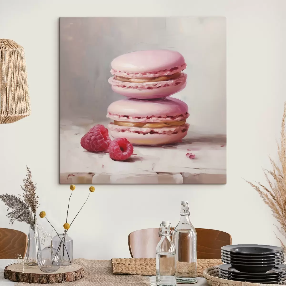 Tablouri Macarons și zmeură, imitație după un tablou s51144